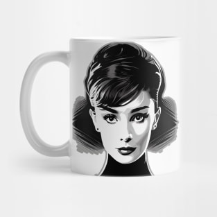 Classic Beauty, Elegant Hollywood Movie Star Looks. Black and White Modern Minimalist Pop Art Mug